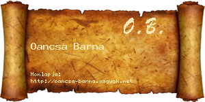 Oancsa Barna névjegykártya